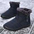 Miniatyrbillede 2 af 5: Damestøvler Fluffy tyk fleeceforet snestøvler Varme ankelstøvler med lynlås Vinter udendørs 40 Grå 40 Gray