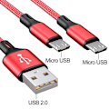 Miniatyrbillede 3 af 5: Usb 2.0 Type A han til dobbelt micro usb han splitter Y Ladekabel ledning til