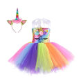 Miniatyrbilde 1 av 2: Unicorn kostyme for jenter, små jenter Rainbow Unicorn Tutu med pannebånd F 6T
