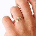 Miniatyrbillede 3 af 5: Håndstemplet stabling A-z 26 bogstaver Indledende navn Tiny Heart Ringe Kompatibel med Kvinder Guld Farve Finger Ringe Smykker Engros VGold Color