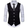 Miniatyrbilde 1 av 3: Ensfarget enkeltbreasted vest for menn black 2XL