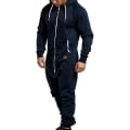 Miniatyrbild 2 av 4: Men Onesie Hoodie Zip Jumpsuit Winter Casual Hooded Romper Playsuit Navy Blue L