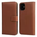 Plånboksfodral i äkta läder för iPhone 11 6,1 tum, brunt Brown Brown