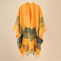 Miniatyrbild 1 av 2: Gradient rutig sjal med cape höst- och vinterfilt varm fransad sjal yellow 160*128cm