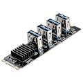 Pikkukuva 1 / 5: M.2 Nvme Key-m To 4 Ports Pci-e 1x USB 3.0 Riser Card, M.2 B-key Pci-e Adapter Card for Btc Miner E Black