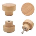 Miniatyrbillede 1 af 4: 16 stk. trægreb flade runde skabsgreb 35 mm ubehandlede træmøbelgreb håndtag