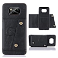 Miniatyrbilde 1 av 5: For Xiaomi Poco X3 dobbel spenne Pu + Tpu støtsikker magnetisk beskyttelsesvesker og holder (svart)