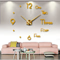 Miniatyrbillede 1 af 5: Wall Sticker Clock Diy Simple Silent Clock Black (50x50cm) gold