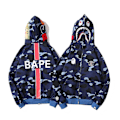 Miniatyrbild 1 av 2: Den nya Luvtröja för herr Camo Loose Zipper Jacka Sweatershirt För Herr Pojke Old Man Head Old Man Head 2XL