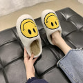 Miniatyrbild 2 av 2: Damtofflor Anti-halk Smiley Face Plysch Tofflor Winter Warm House Tofflor