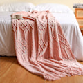 Miniatyrbild 1 av 5: Inya Slängfilt Strukturerad Solid Mjuk Soffa Soffa Överdrag Dekorativ nordisk stickad filt Tyngd juldekor Plädar CL-pink 127x172cm