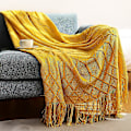 Miniatyrbild 1 av 5: Inya Slängfilt Strukturerad Solid Mjuk Soffa Soffa Överdrag Dekorativ nordisk stickad filt Tyngd juldekor Plädar CL-yellow 127x172cm