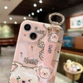 Pikkukuva 5 / 5: Iphone 13 Fodral Söt Med Handdsrem Kickstand Glitter Bling Tecknad Imd Soft Tpu Stötsäkert Skyddsfodral Skal för tjejer och kvinnor - rosa björn