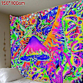 Pikkukuva 2 / 2: Trippy Mushroom Tapestry Psykedeelinen taide seinäpeitto kodin sisustus 150x100cm