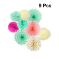 Miniatyrbild 2 av 3: 9 st Papper Blomboll Honeycomb Ball Papper Fläkt Blomster Set Showcase Tak Layout För Hem Mall Festival Party Dekor