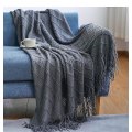 Miniatyrbillede 1 af 5: Inya Slängfilt Struktureret Solid Mjuk Soffa Soffa Overdrag Dekorativ nordisk stickad fil Tyngd juldekor Plädar diamond smoky grey 127x172cm