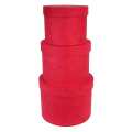 Miniatyrbilde 1 av 2: 3 Red Suede Stoff Hat Box Style Nesting & stabling gaveeskesett