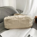 Miniatyrbild 5 av 5: Stor kapacitet Tooling Canvas Axelväskor för kvinnor 100 % bomull Tygpaket Unisex Enfärgade Handväskor Japan Casual Väskor Svarta Black