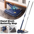 Miniatyrbilde 3 av 5: 360 Roterbar Squeeze Mopp Sterk Vann Absorpsjon Uttrekkbar Trekant Mopp 1,3m Hjem Gulvtak Vinduer rengjøringsverktøy whitemop with 2cloth