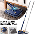 Pikkukuva 3 / 5: 360 Pyörivä puristusmoppi Vahva vettä imevä jatkettava kolmiomoppi 1,3 m kodin lattiakattoon ikkunoiden puhdistustyökalut blue mop with 1cloth