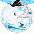 Miniatyrbild 3 av 5: 150 cm Rund Strandhandduk Vuxen Färgglad Kvicksand Dusch Badhandduk Simhandduk STT-056 Cyan Gray