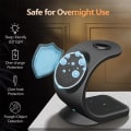Miniatyrbilde 5 av 5: 3 i 1 magnetisk trådløs lader, ladestasjonsstativ for 13 12 Plus Pro Max, 1-8 Black