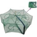 Miniatyrbild 1 av 3: Portable Folded Fishing Net Fish Shrimp Crayfish Crab Baits Cast Mesh Trap Automatic, Easy Use Hexagon 6 Hole Cage Crab Fish Shrimp