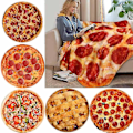 Miniatyrbillede 2 af 2: 100 cm Wostar Soft Varm Flanell Tortilla Pizza Tæppe 200gsm Rund Form Donut Plane Rejse Bærbart Bærbart Vintertæppe