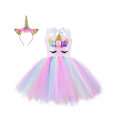 Miniatyrbillede 1 af 5: Enhjørning kostume til piger, små piger Rainbow Unicorn Tutu med pandebånd A 2T