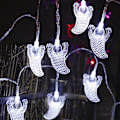 Miniatyrbillede 1 af 4: Led Halloween Bat Lantern Ghost Hand Light String Solar Batteri Usb Ghost Light String Secret Room Dekoration Flat ghost white 39