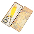 Miniatyrbild 1 av 5: Kalligrafi fjäder dopp med 5 spets penna penna skrivbläck set presentask bröllop reservoarpenna Yellow