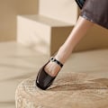 Miniatyrbillede 4 af 4: Spring Split Læder Dame Sko Square Toe Mary Jane Sko til Damer