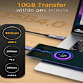 Miniatyrbild 4 av 5: 40 Gbps USB C-adapter, USB C hane till hona-adapter Högerstöd 8K@60HZ Video