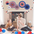Pikkukuva 3 / 5: Amerikan itsenäisyyspäivän juhlakoriste American Flag Paper Fan set