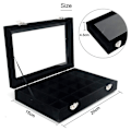 Miniatyrbild 4 av 4: Clear Lock Sammet 24 Grid Smyckesbricka Transparent Smycken Display