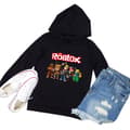 Miniatyrbillede 6 af 8: 【BQ】Roblox Hættetrøje til Børn Overtøj Sweatshirt sort sort-FF- sort black 100cm