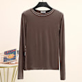 Miniatyrbild 1 av 4: Basic T-shirt O-hals långärmad Kvinnor Höst Bottom T-tröjor All Match T-shirt Plus Size Undertröja L kaffe L coffee