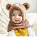 Pikkukuva 2 / 5: Baby slouchy-hattu Lämmin Söpö Karhu Talvihattu Huivi Hattu Neulottu Hattu Bobble Fleece Vuoratulla Pipo Hattu Coffee