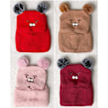 Pikkukuva 4 / 5: Baby slouchy-hattu Lämmin Söpö Karhu Talvihattu Huivi Hattu Neulottu Hattu Bobble Fleece Vuoratulla Pipo Hattu Wine red