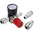 Miniatyrbild 1 av 5: Lufttrycksregulator trevägsventil 175psi 12bar 1/4 tums lufttrycksmätare för kompressor 4 Way Valve