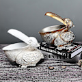 Miniatyrbillede 4 af 5: Toucan Key Opbevaringsfigur Pelikan Statue Opbevaringskurv Dyr Fugle Form White