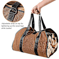 Miniatyrbillede 4 af 5: Stor Canvas Log Carrier Bag, 38x18 Heavy Duty Voksbehandlet Pejs Brænde Mulepose Til Indendørs Brændeovne Udendørs