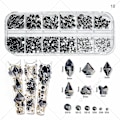 Miniatyrbillede 1 af 5: 3d Glitter Nail Art Ab/farverig Hotfix Rhinestones Flatback Crystal Diamond Gems Multi Size12 Gird Style 10