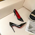 Miniatyrbild 1 av 5: Comemore Kvinnor Red Sole Pumps Botten spetsad tå Svart Tunna Högklackade Skor