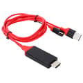 Pikkukuva 3 / 8: 1080p TypeC Matkapuhelimen HD Multimedia Interface -kaapeli USB-sovitin IOs Androidille (Punainen)