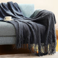 Miniatyrbilde 1 av 5: Inya Slängfilt Strukturerad Solid Mjuk Soffa Soffa Overdrag Dekorativ nordisk stickad filt Tyngd juldekor Plädar CL-dark blue 127x172cm