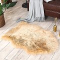 Miniatyrbilde 4 av 5: Lyxigt mjukt imitert fårskinnsstolsöverdrag Sittdyna Dyna Plyschpälsmattor Kompatibel med soverom, 2 fot X 3 fot, vit Khaki 2 * 3 ft
