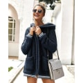 Miniatyrbillede 3 af 4: Dame oversize fleece plysjakke Langærmet cardigan Outwear Teddy-jakke Blue L