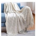 Miniatyrbillede 1 af 5: Inya Slängfilt Struktureret Solid Mjuk Soffa Soffa Overdrag Dekorativ nordisk stickad fil Tyngd juldekor Plädar diamond white 127x172cm