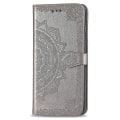 Pikkukuva 2 / 5: Samsung Galaxy Note 20 Case Nahkainen Lompakon Cover Kohokuvioitu Mandala Magneettinen Flip Protection Iskunkestävä - harmaa
